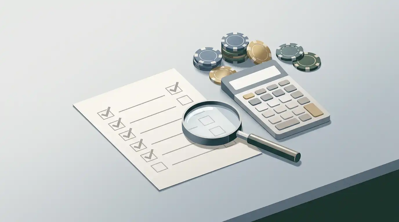 Illustration of an unbranded bonus verification checklist with blank fields and check marks